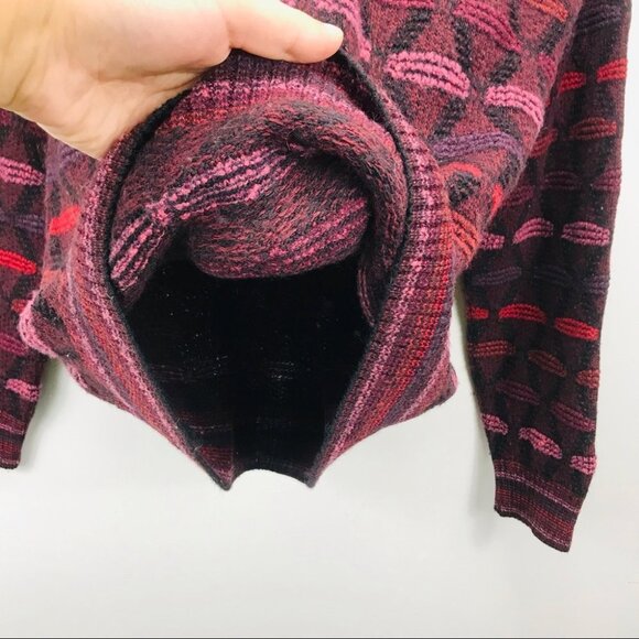 Galilei Made in Italy wool Crew Neck Knot Burgundy sweater Women size M - Picture 11 of 14